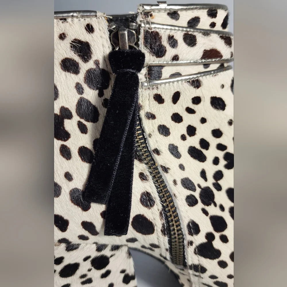 TOP SHOP UNIQUE Vintage Women Ankle Boots Size 7 Natural Material Zip Leather - Picture 9 of 12